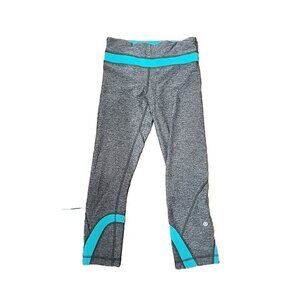 Lululemon Leggings Inspire Crop II Luxtreme Grey Aqua Blue Women's 4